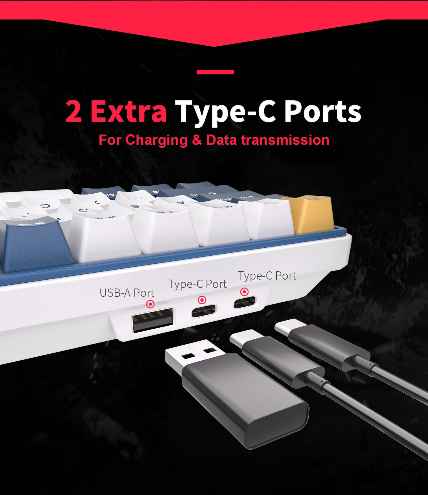 Royal Kludge RK61 Plus Tri Mode - Mechanisch RGB Gaming Toetsenbord met 61 Keys - 60% Lay-out