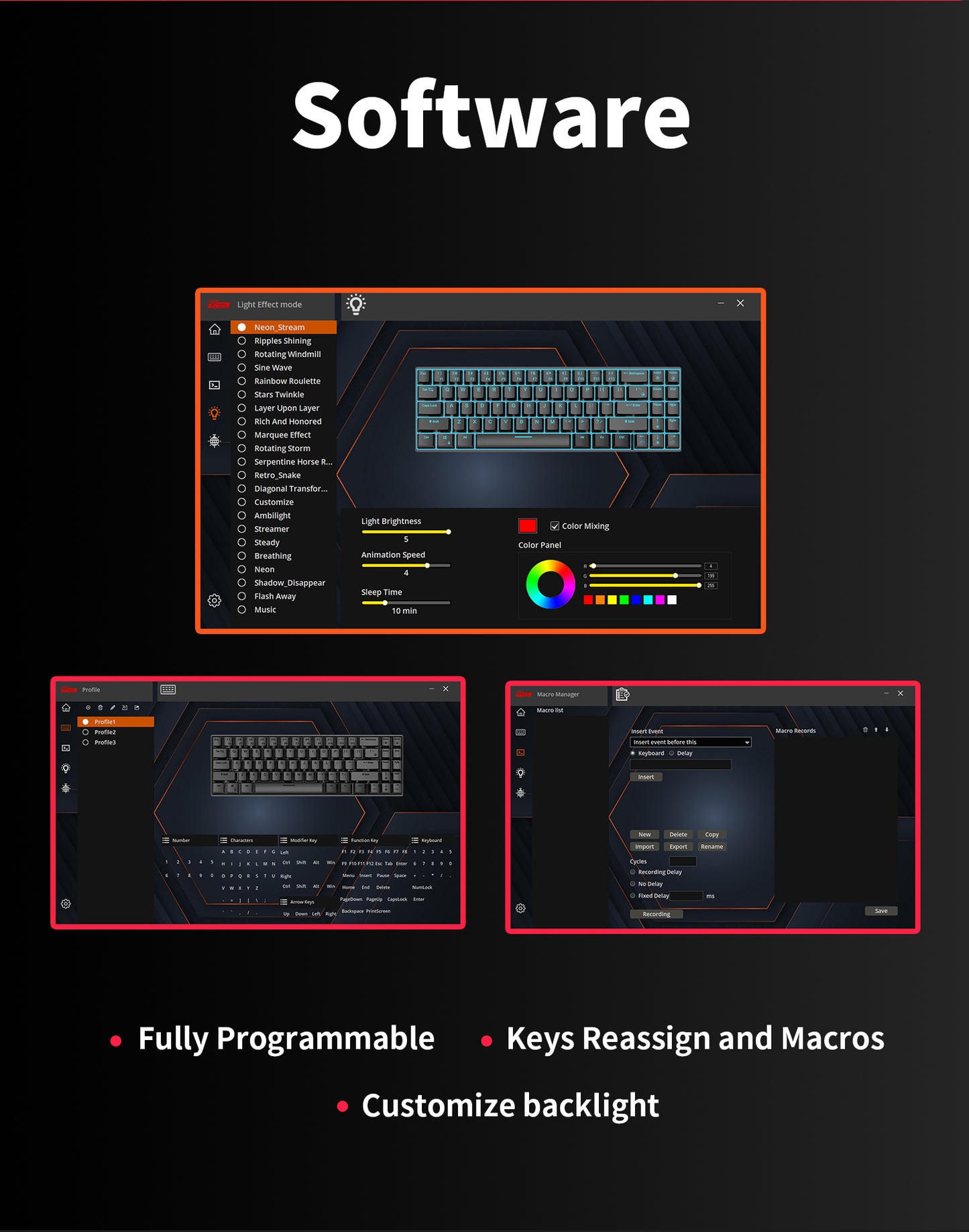 Royal Kludge RK61 Plus Tri Mode - Mechanisch RGB Gaming Toetsenbord met 61 Keys - 60% Lay-out
