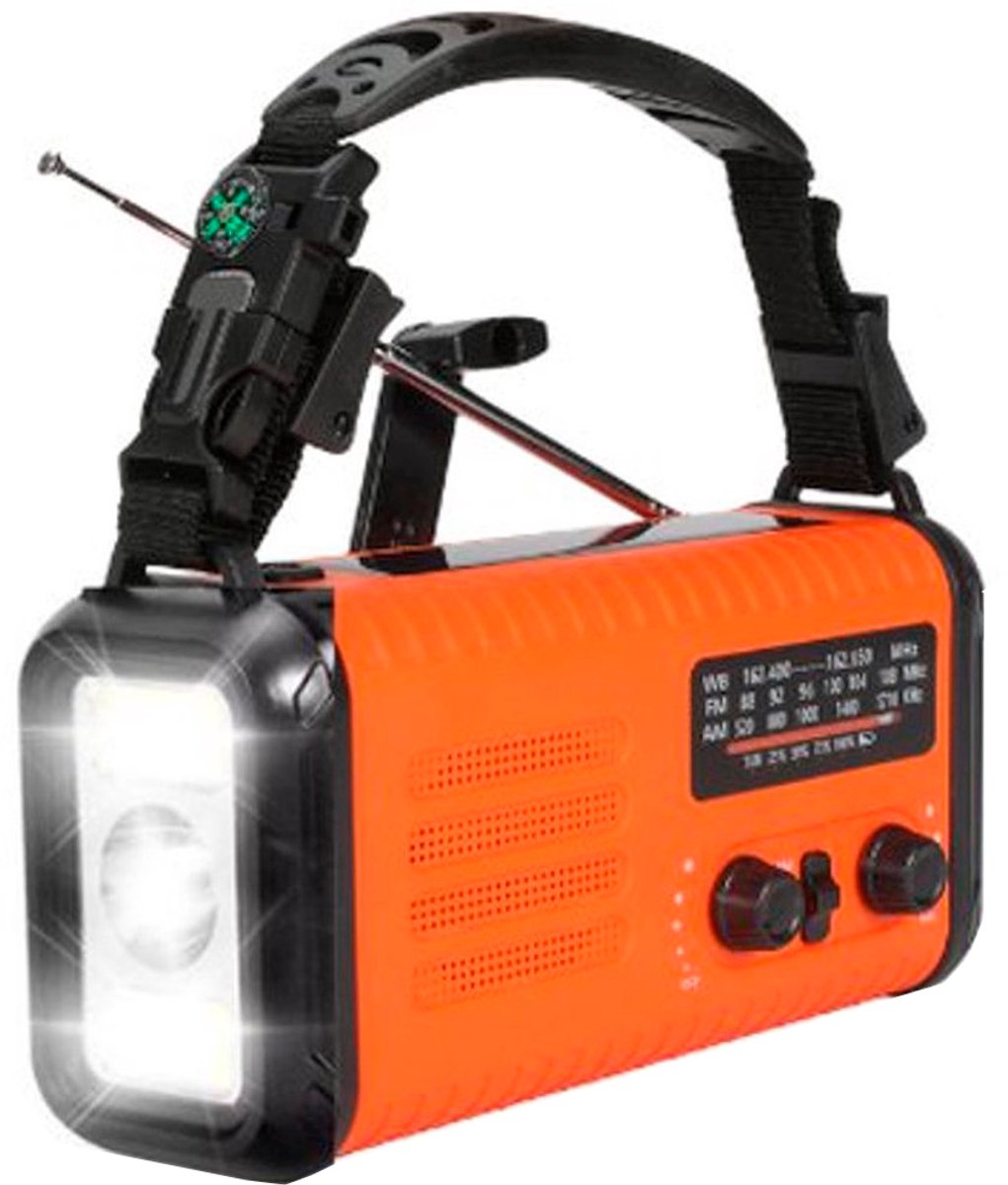 Noodradio - Solar Opwindbaar - 180 Uur Batterij - Met Zwengel - Noodpakket - Draagbare Radio - 20.000 mAh - Met Zonnepaneel - Inclusief Vuurstarter