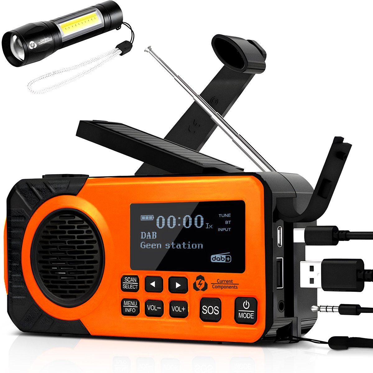 Radio d'Urgence Dab /FM 27000mAh avec Powerbank – Radio Solaire et à Manivelle avec Bluetooth 5.3, SOS, Lampe Torche & Lecture pour Camping et Coupures de Courant (Vert armée Radio d'Urgence Dab /FM 27000mAh avec Powerbank – Radio Solaire et à Manivelle avec Bluetooth 5.3, SOS, Lampe Torche & Lecture pour Camping et Coupures de Courant (Vert armée