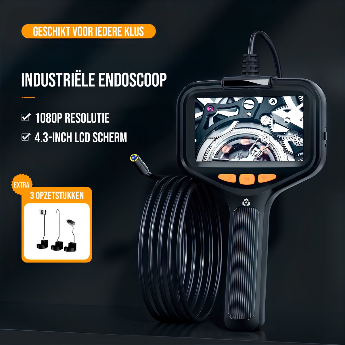 Current Endoscoop - Inspectie Camera - Rioolcamera - Inspectiecamera - 5M - Met Scherm - 1080p HD - IP67 - 4.3 Inch Scherm