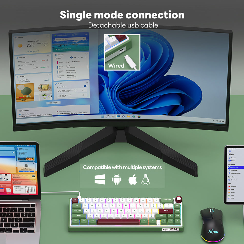 Royal Kludge RKR65 - Mechanisch RGB Gaming Toetsenbord - Inclusief Stofkap