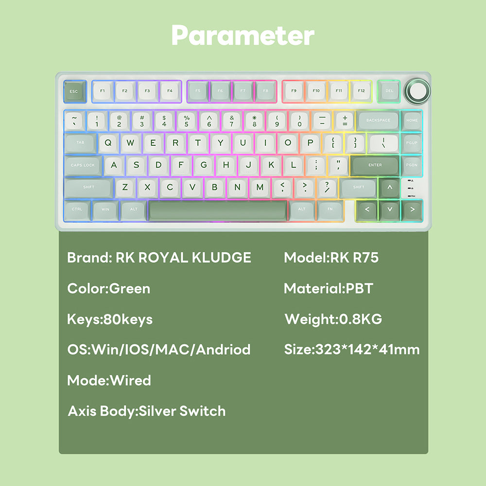 Royal Kludge RKR75 - Mechanisch RGB Gaming Toetsenbord - Foam Touch- Inclusief Stofkap