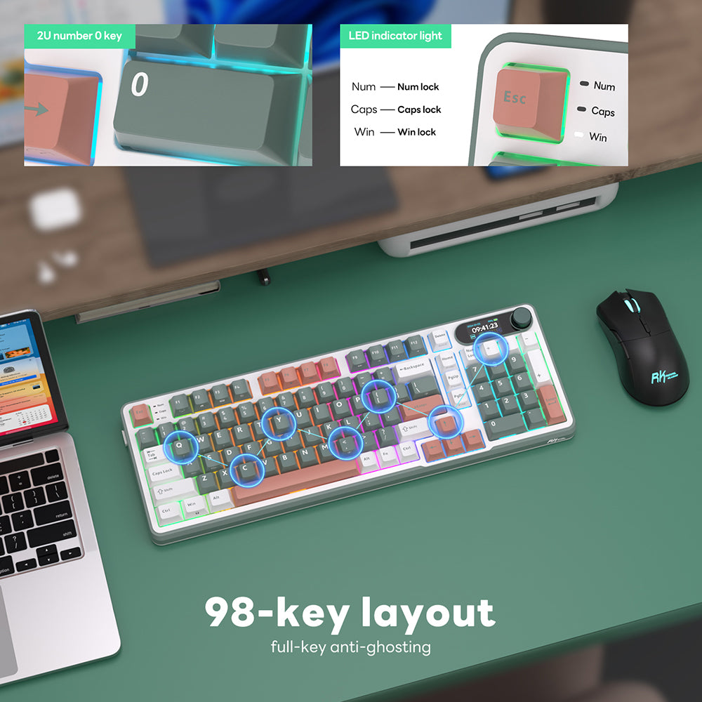 Royal Kludge RKS98 - Mechanisch Gaming Toetsenbord - Met Display - Inclusief Stofkap