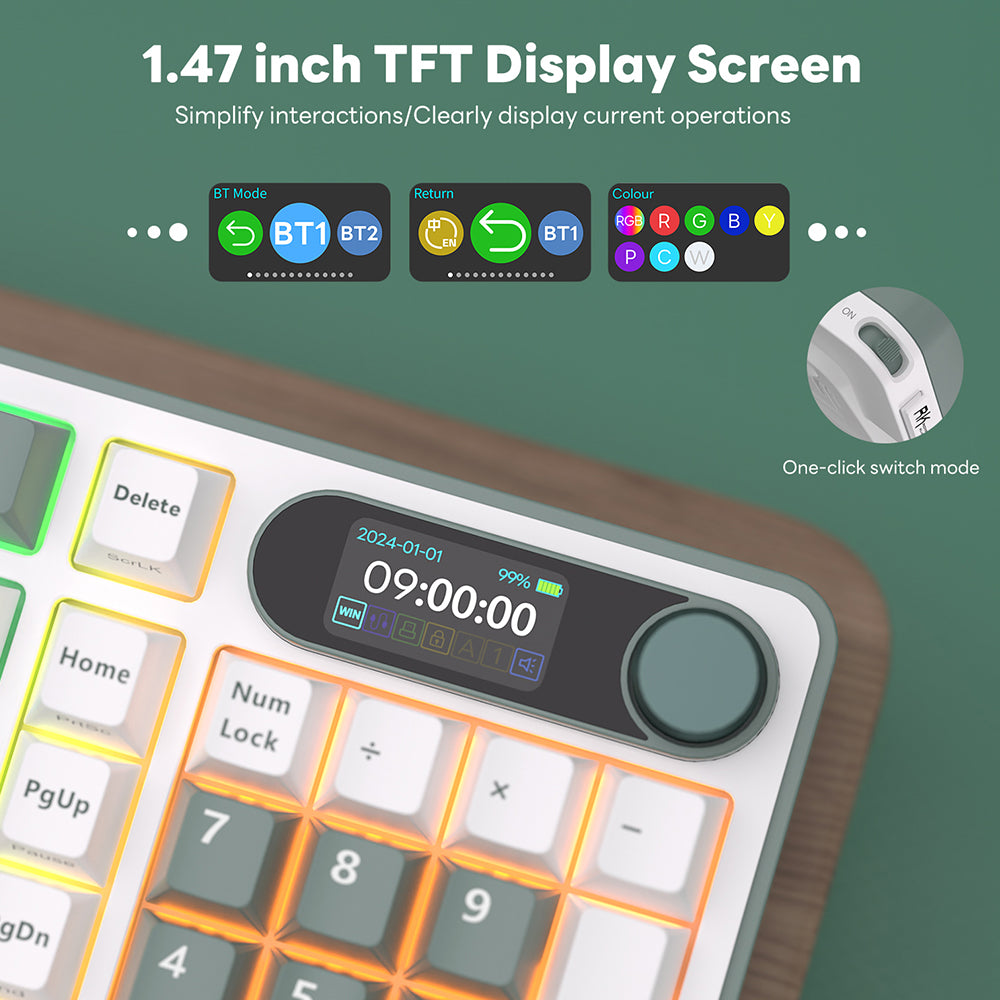 Royal Kludge RKS98 - Mechanisch Gaming Toetsenbord - Met Display - Inclusief Stofkap