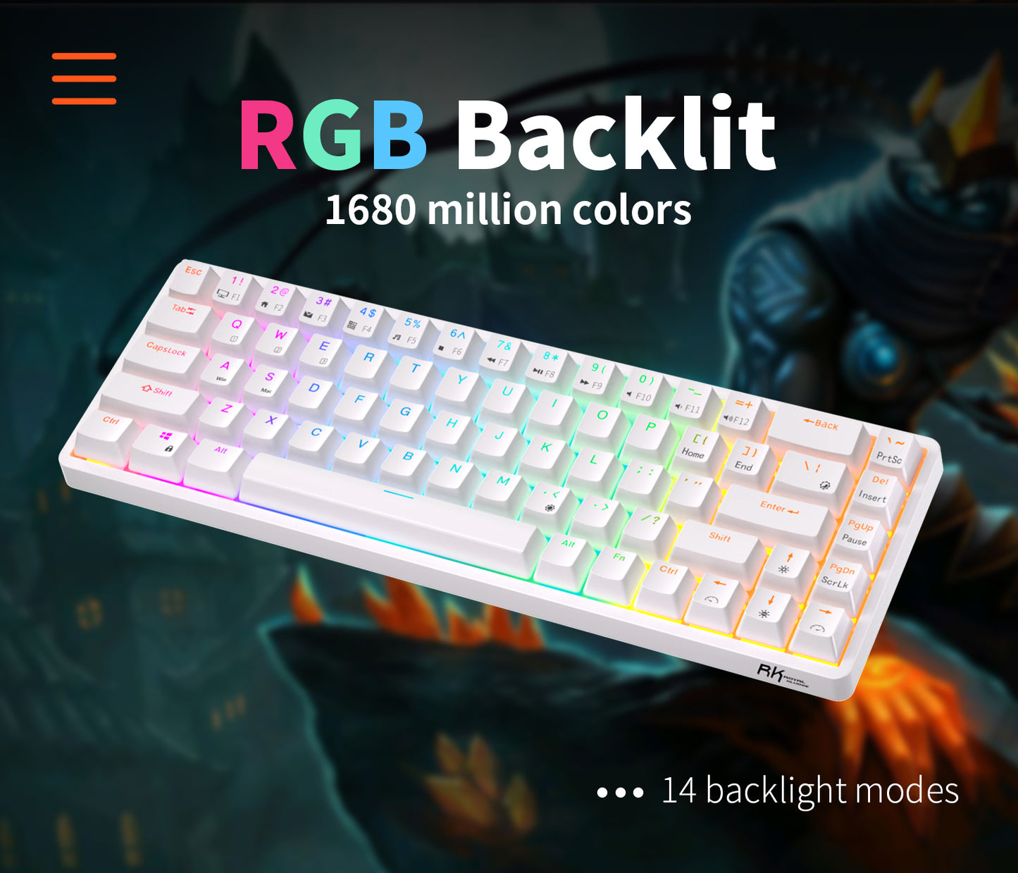 Royal Kludge RKG68 - Draadloos Mechanisch Toetsenbord - RGB - 65% Lay-out - 2,4GHz