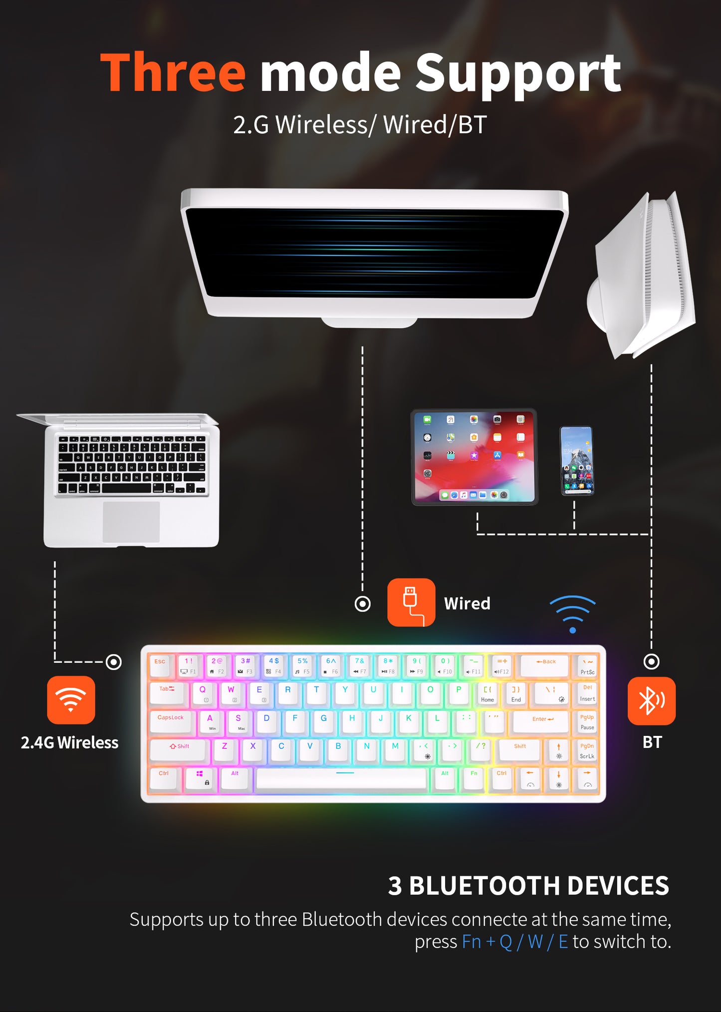Royal Kludge RKG68 - Draadloos Mechanisch Toetsenbord - RGB - 65% Lay-out - 2,4GHz