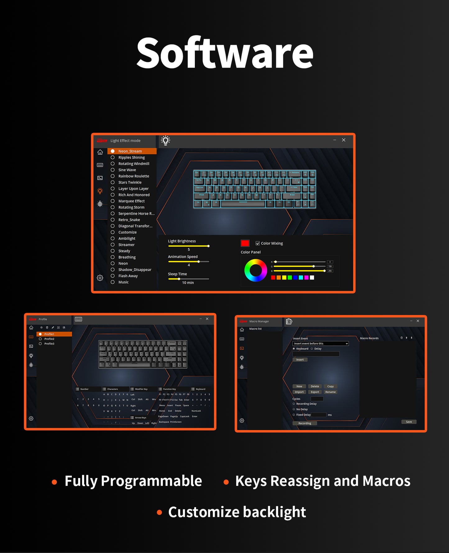 Royal Kludge RKG68 - Draadloos Mechanisch Toetsenbord - RGB - 65% Lay-out - 2,4GHz