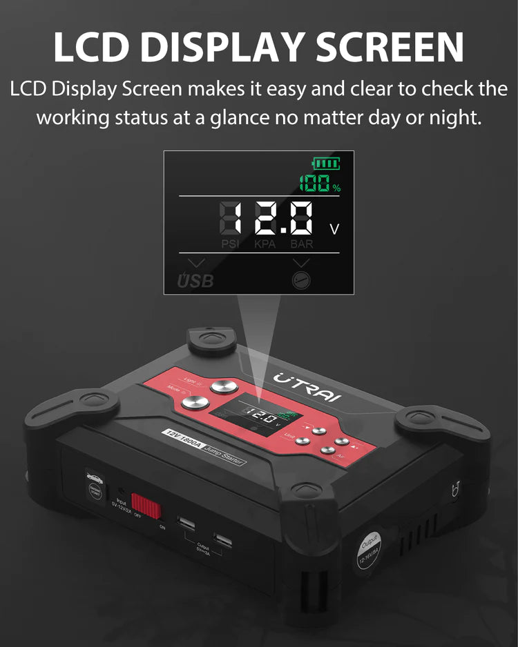 Utrai Jstar 6 - Jumpstarter met Compressor - 24.000mAh - 1800 A