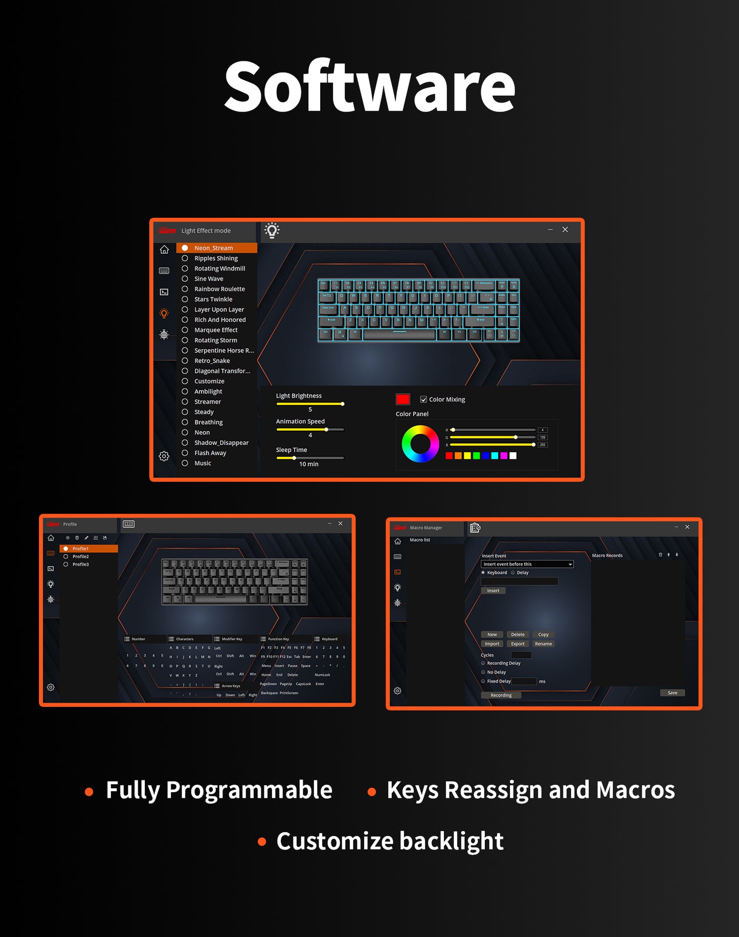 Royal Kludge RK61 Tri Mode - Mechanisch RGB Gaming Toetsenbord met 61 Keys - 60% Lay-out