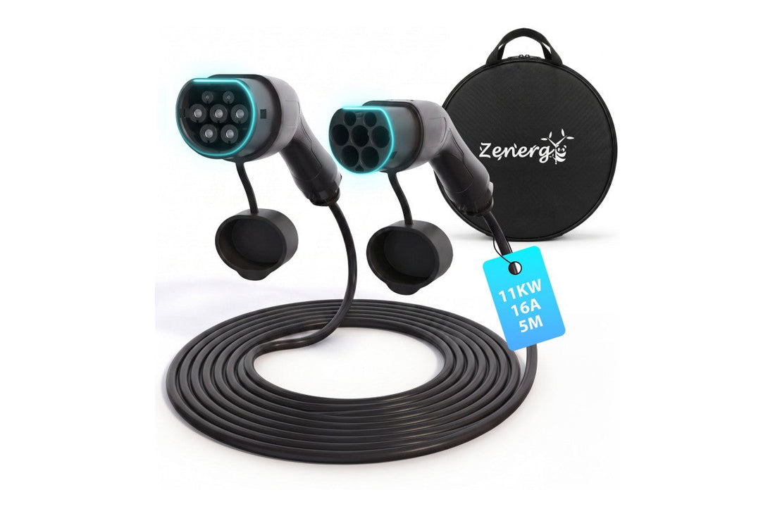 Zenergy Laadkabel Type 2 - 5 Meter - 11kW - 16A - 3 Fase - Auto - EV - Incl. Draagtas