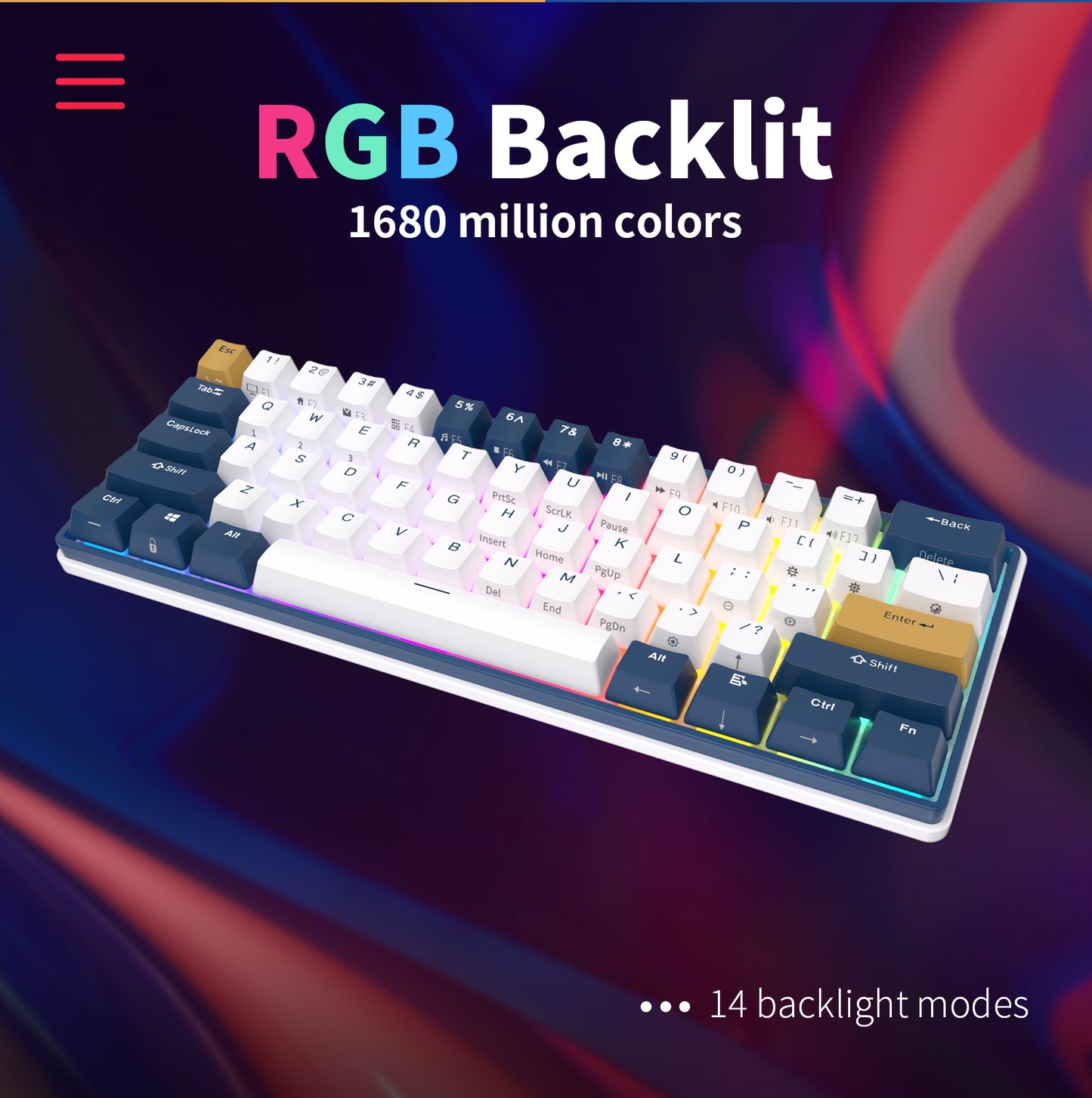 Royal Kludge RK61 Plus Tri Mode - Mechanisch RGB Gaming Toetsenbord met 61 Keys - 60% Lay-out