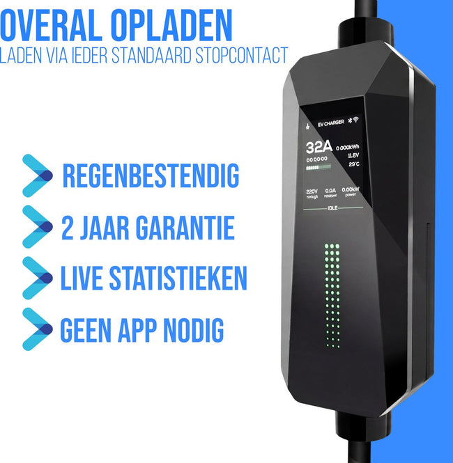Zenergy Mobiele Thuislader Type 2 - Elektrische Auto - Laadkabel - 3.7 kW - Waterdicht