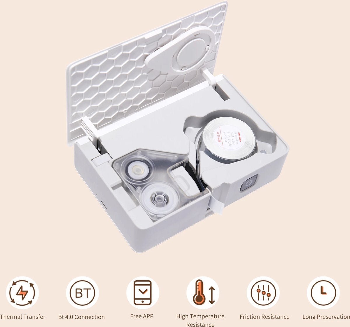 Niimbot B18 Labelprinter - Draadloze Labelmaker - 1200 mAh - Print Breedte 15mm
