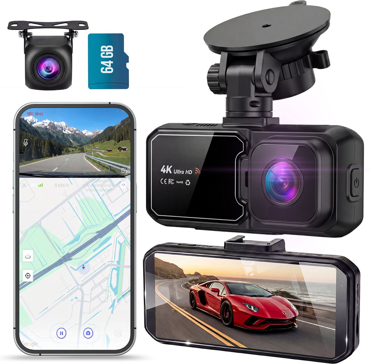 Senzo Dashcam - 4K Ultra HD - Voor & Achter