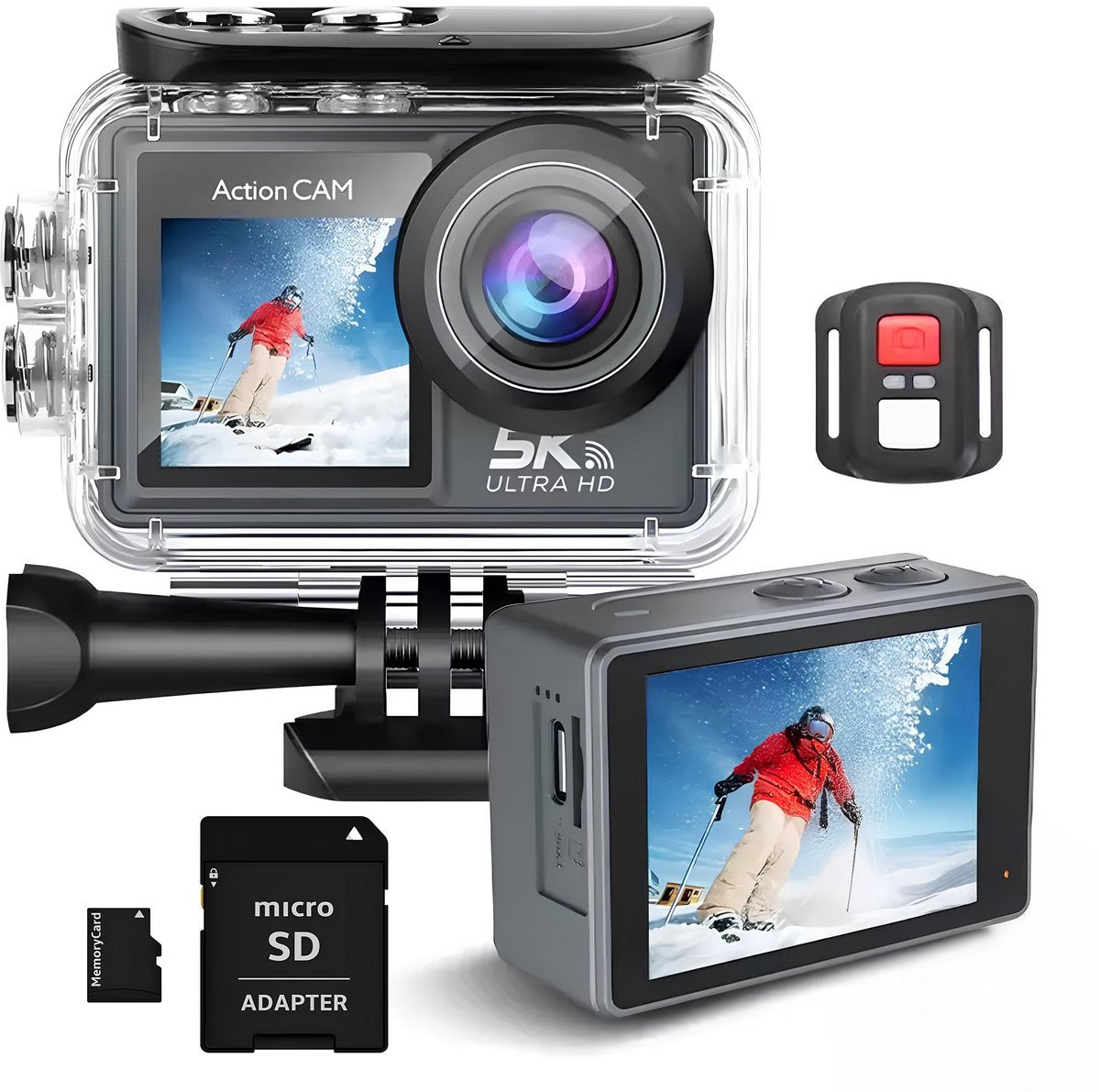 Senzo Action Camera 5K - 50MP - 60FPS - WiFi - Onderwatercamera - 30M - Beeldstabilisatie - Incl. 32GB SD