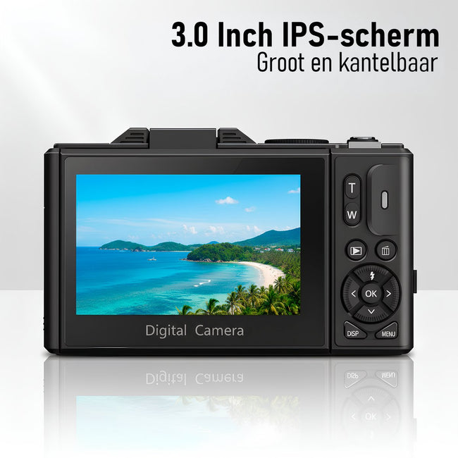 Digitale 5K Camera met WiFi - 75MP - 18 x Zoom - 60FPS - Fotocamera - Video Camera - Incl. 64GB SD-Kaart