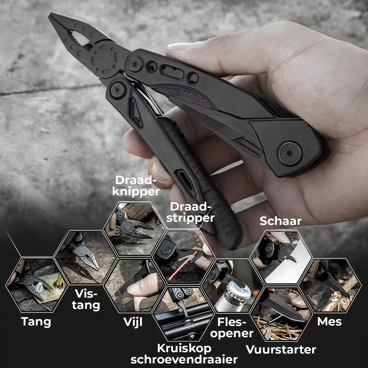 Senzo Multitool Zakmes - Survival - Multifunctioneel Zakmes - 14-in-1 - Schroevendraaier - Vuurstarter
