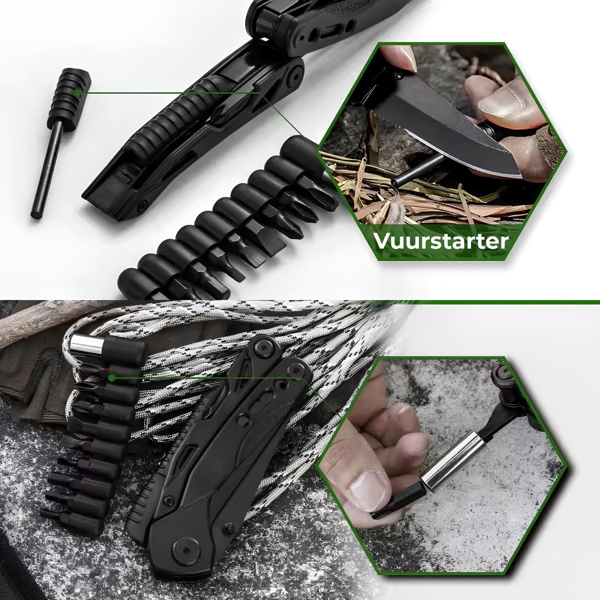 Senzo Multitool Zakmes - Survival - Multifunctioneel Zakmes - 14-in-1 - Schroevendraaier - Vuurstarter
