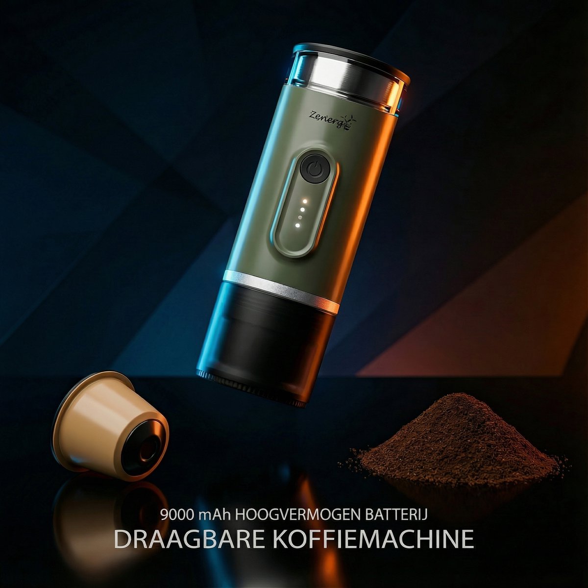 Zenergy - Draagbaar Koffiezetapparaat - Draagbare Koffiemachine - Cups en Gemalen Koffie - Espressomachine
