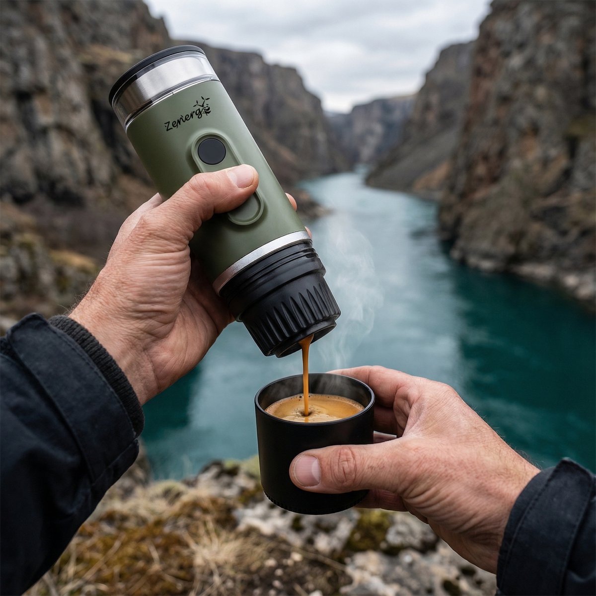 Zenergy - Draagbaar Koffiezetapparaat - Draagbare Koffiemachine - Cups en Gemalen Koffie - Espressomachine