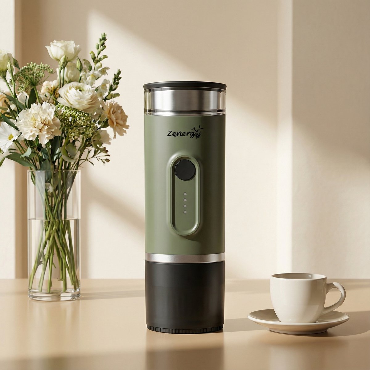 Zenergy - Draagbaar Koffiezetapparaat - Draagbare Koffiemachine - Cups en Gemalen Koffie - Espressomachine