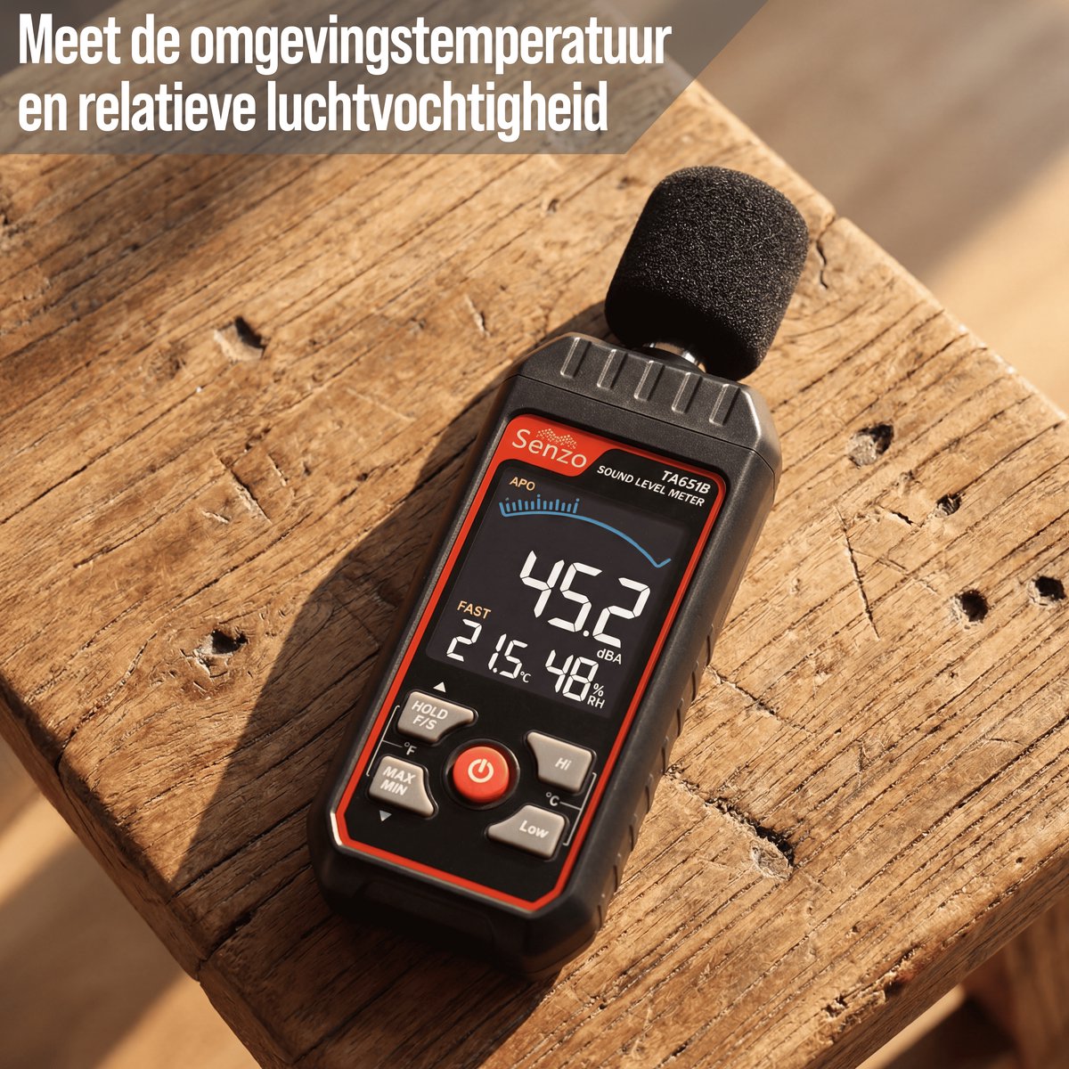 Senzo Decibelmeter - dB Meter - Geluidsmeter - Vochtigheidsmeter - 30 tot 130 dB - Incl. Batterijen