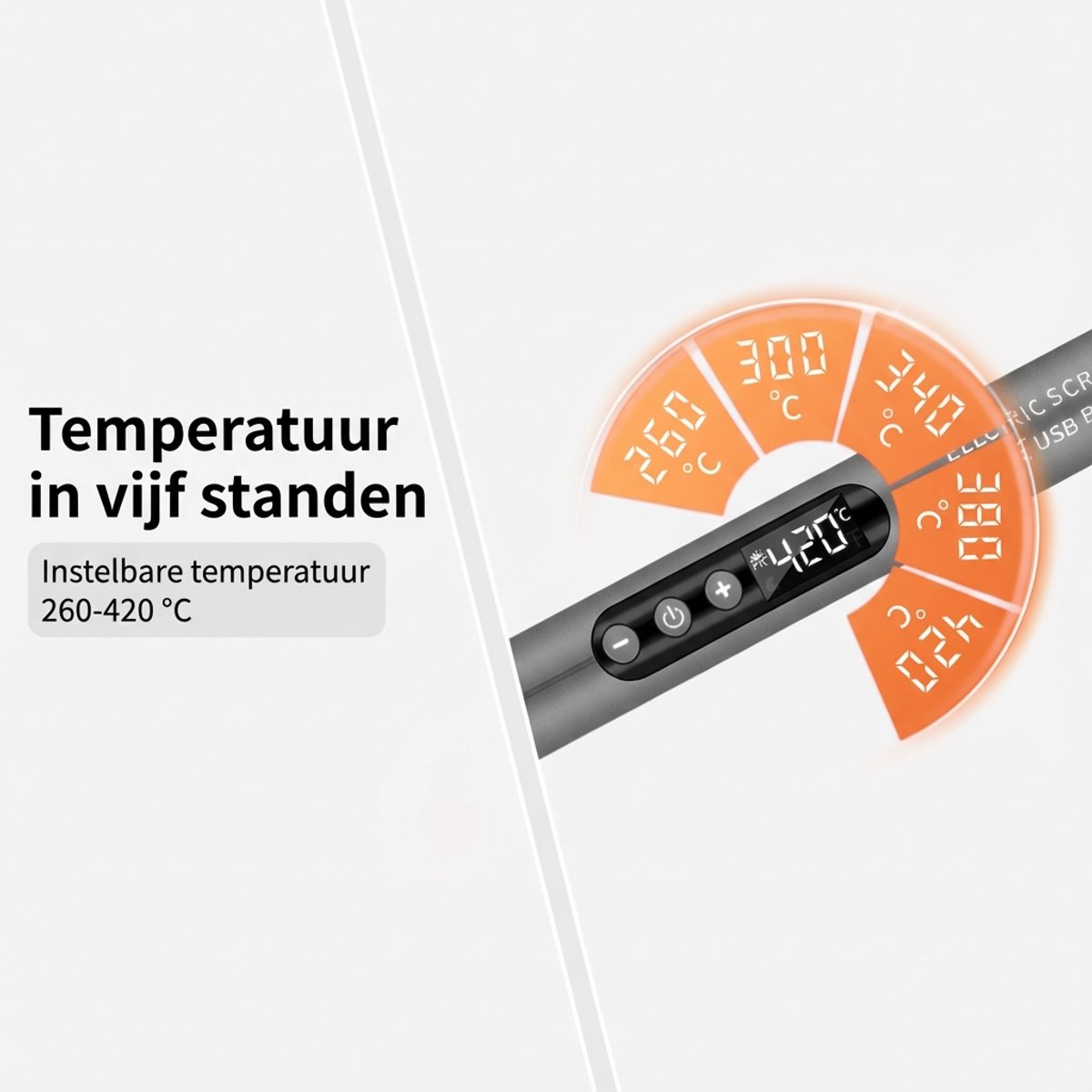 Senzo Draadloze Soldeerbout - Houtbrander - Incl. Soldeertin - Max. 420°C - LCD Scherm