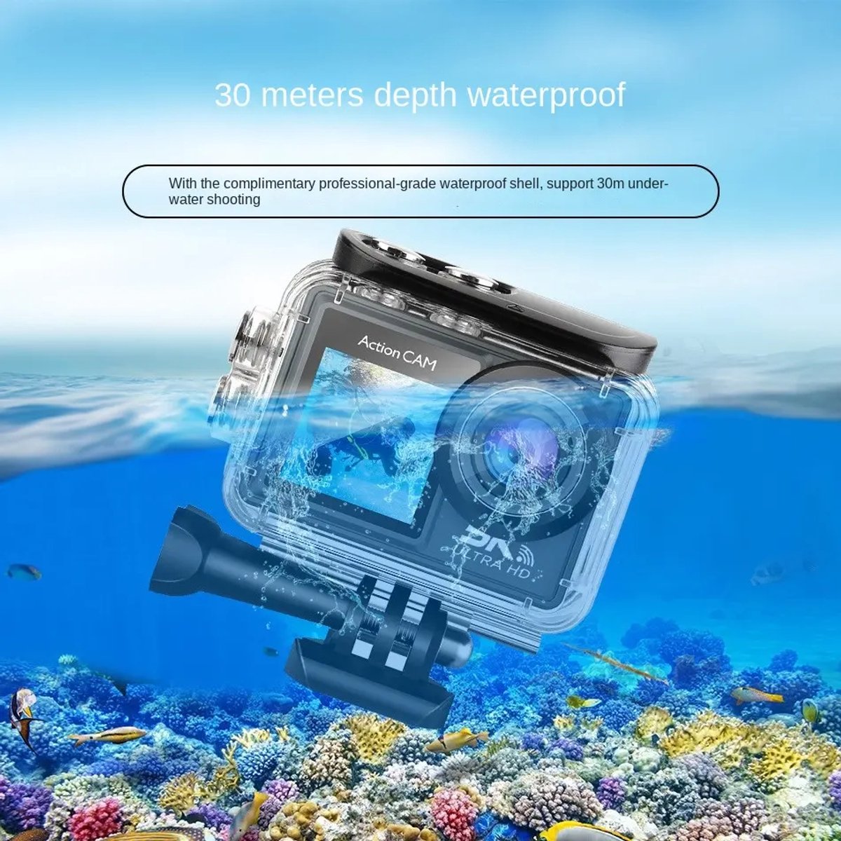 Senzo Action Camera 5K - 50MP - 60FPS - WiFi - Onderwatercamera - 30M - Beeldstabilisatie - Incl. 32GB SD