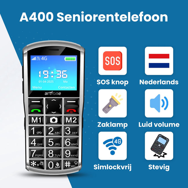 Artfone A400 - Senioren Telefoon - 4G - Senioren Mobiele Telefoon