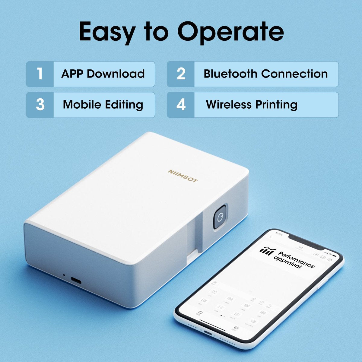 Niimbot B18 Labelprinter - Draadloze Labelmaker - 1200 mAh - Print Breedte 15mm