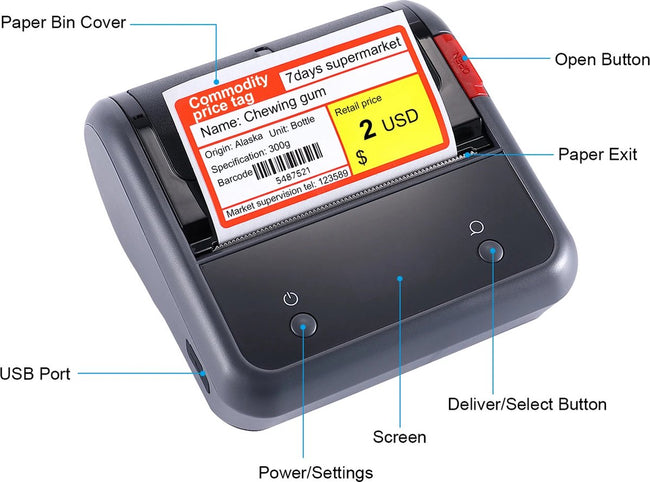 Niimbot B3S Labelprinter - Draadloze Labelmaker - 2200 mAh - Print Breedte 20-75mm