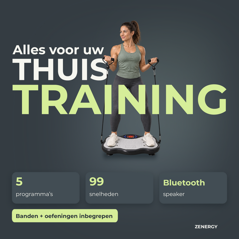 Zenergy Trilplaat - Fitness - Voor Benen Bloedsomloop - Incl. Weerstandsbanden - Bluetooth Speaker