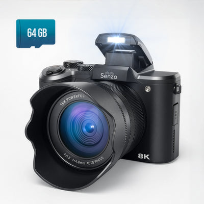 Senzo Digitale Camera 8K met WiFi - 88MP - 16 x Zoom - 60FPS - HDR - Fotocamera - Fototoestel - Compact Camera - Vlog Ca