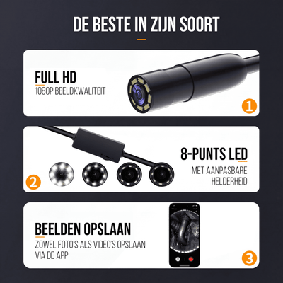 Current Endoscoop - Inspectie Camera - Rioolcamera - Inspectiecamera - 5M - 1920p HD - IP67 - Met App