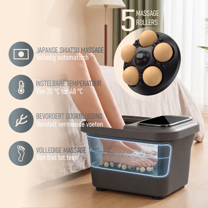 Zenergy Voetenbad - Automatische Massage - Incl 3x Badzout - Verwarming - Bubbels - Elektrisch Voetbad - Opvouwbaar - 35