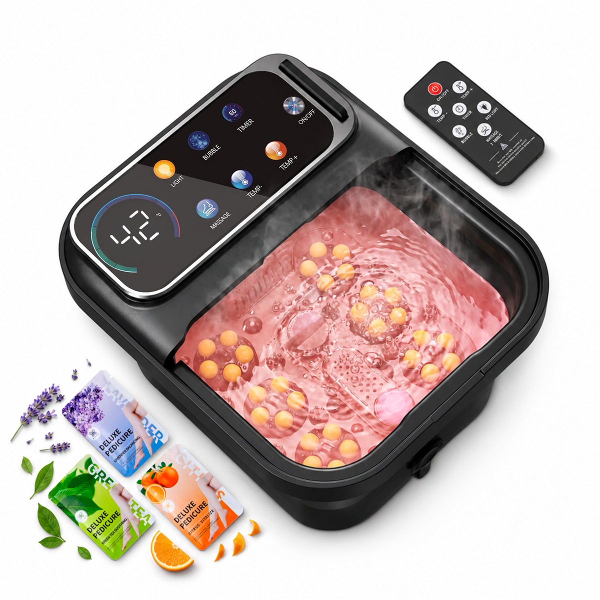 Zenergy Voetenbad - Automatische Massage - Incl 3x Badzout - Verwarming - Bubbels - Elektrisch Voetbad - Opvouwbaar - 35
