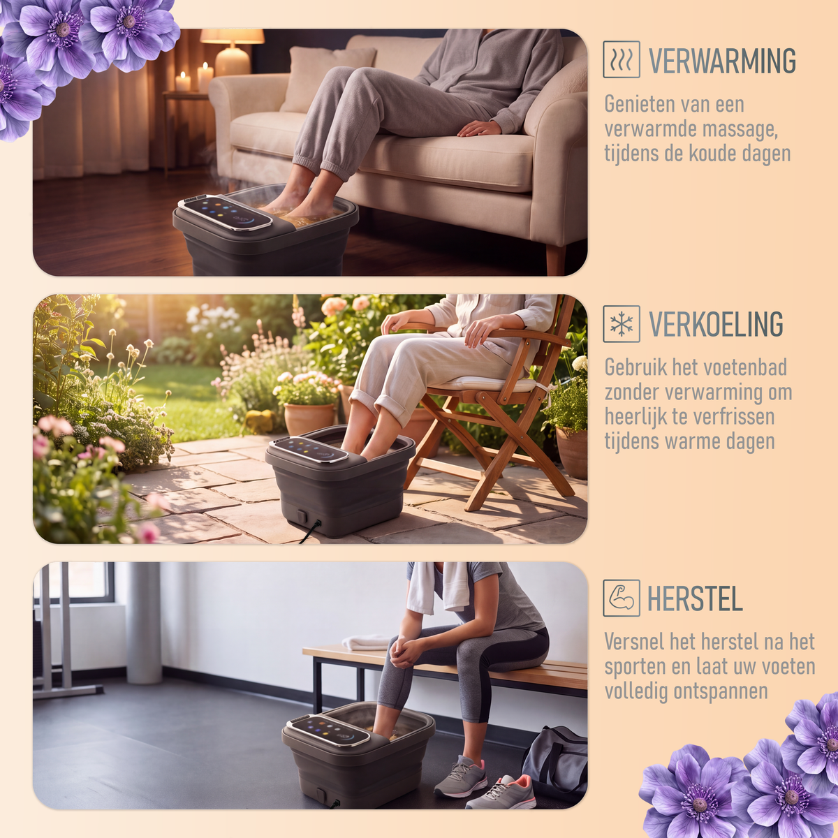 Zenergy Voetenbad - Automatische Massage - Incl 3x Badzout - Verwarming - Bubbels - Elektrisch Voetbad - Opvouwbaar - 35