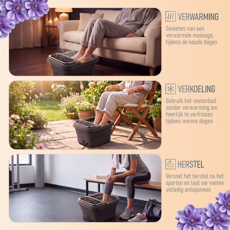 Zenergy Voetenbad - Automatische Massage - Incl 3x Badzout - Verwarming - Bubbels - Elektrisch Voetbad - Opvouwbaar - 35