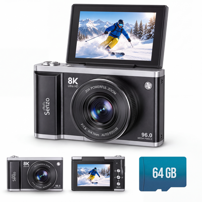 Senzo Digitale Camera 8K met WiFi - 96MP - 20 x Zoom - 60FPS - HDR - 2 x Accu - Fotocamera - Fototoestel - Compact Camer