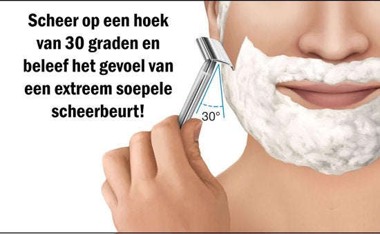 Safety razor QSHAVE + 5 titanium scheermesjes – dubbelzijdig scheermes voor mannen en vrouwen – klassiek scheermes