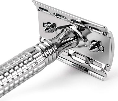 Safety razor QSHAVE + 5 titanium scheermesjes – dubbelzijdig scheermes voor mannen en vrouwen – klassiek scheermes