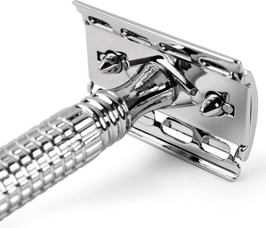 Safety razor QSHAVE + 5 titanium scheermesjes – dubbelzijdig scheermes voor mannen en vrouwen – klassiek scheermes