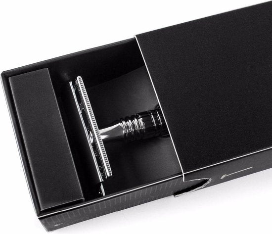 Safety razor QSHAVE + 5 titanium scheermesjes – dubbelzijdig scheermes voor mannen en vrouwen – klassiek scheermes