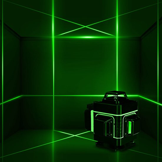 Laserlijn Kruislijnlaser - 16 Lijnen Groene Zelfnivellerende-360° Schakelbaar Horizontaal-Verticaal met magnetische draa