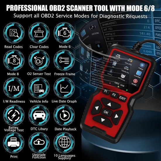 Senzo OBD2 Scanner - OBD - Auto Uitleesapparatuur - Universeel