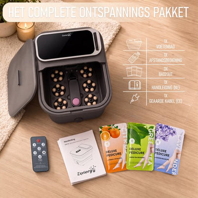 Zenergy Voetenbad - Automatische Massage - Incl 3x Badzout - Verwarming - Bubbels - Elektrisch Voetbad - Opvouwbaar - 35