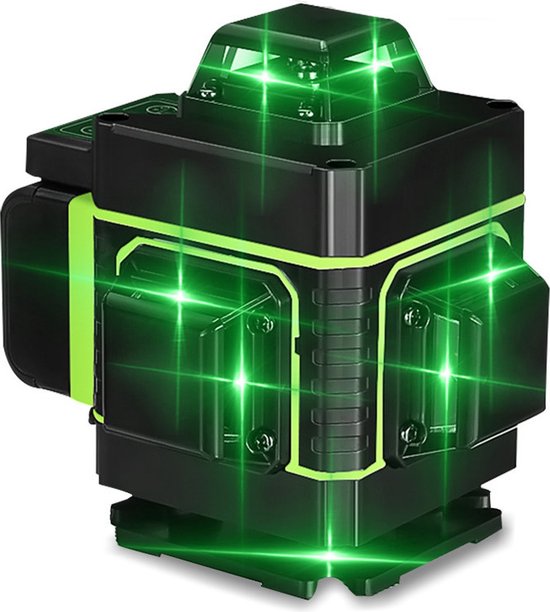 Laserlijn Kruislijnlaser - 16 Lijnen Groene Zelfnivellerende-360° Schakelbaar Horizontaal-Verticaal met magnetische draa