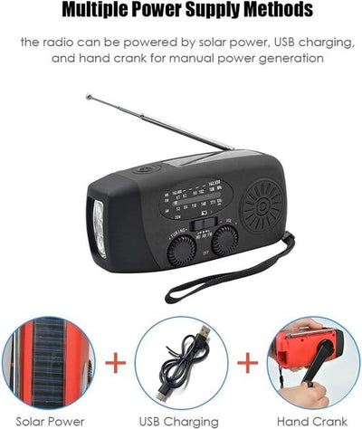 Noodradio - Noodradio Opwindbaar - 2000 mAh - Noodradio Solar Opwindbaar - Oplaadbaar & Op Batterijen - Powerbank - Sola