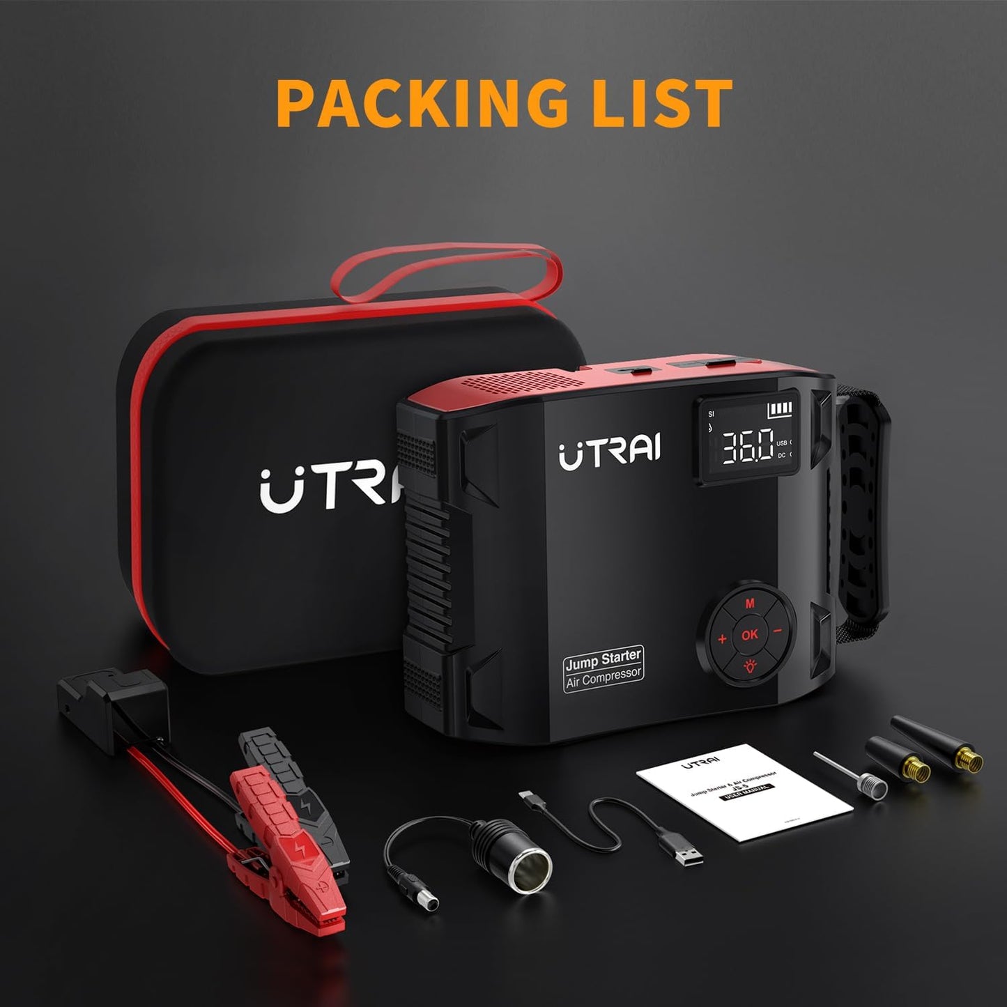 Utrai Jstar 5 - Jumpstarter met Luchtcompressor - 24000 mAh - 2000 A